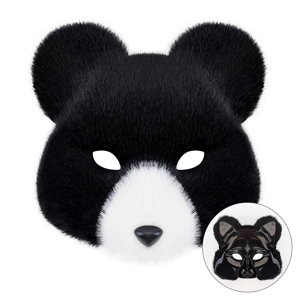 Halloween Simulation Brown Bear Mask Masquerade Party Cosplay Plush Mask Cross-border Full Face Mask Props