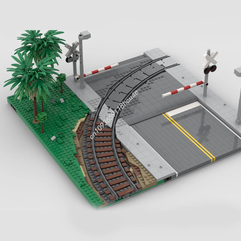 

1242 шт. MOC изогнутая железнодорожная дорога Mils Road Crossing City модель строительные блоки архитектура креативные игрушки рождественские подарки