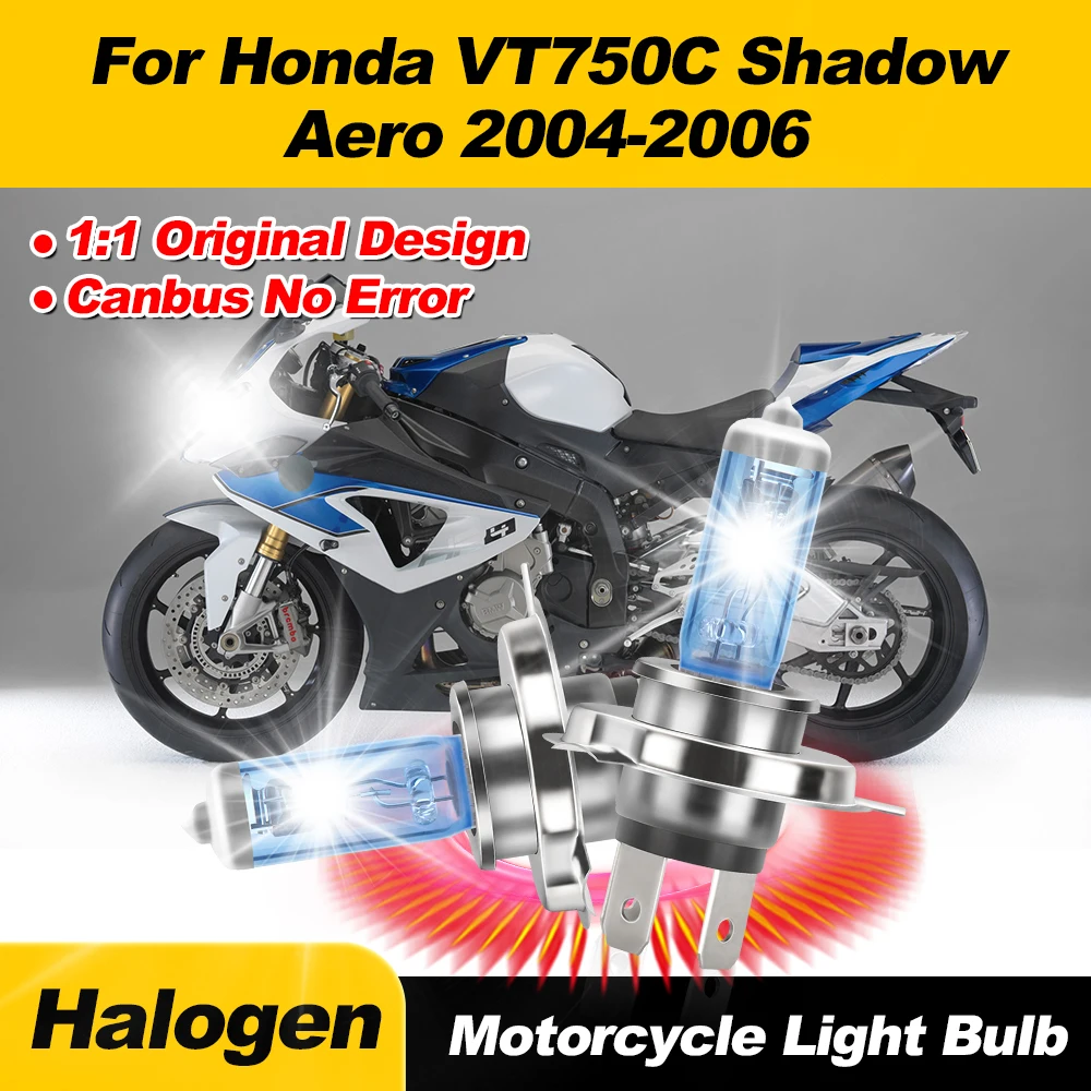 

100W Halogen Lights Bulbs 12V 20000LM High Low Beam Motorcycle Headlight 6000K For Honda VT750C Shadow Aero 2004 2005 2006