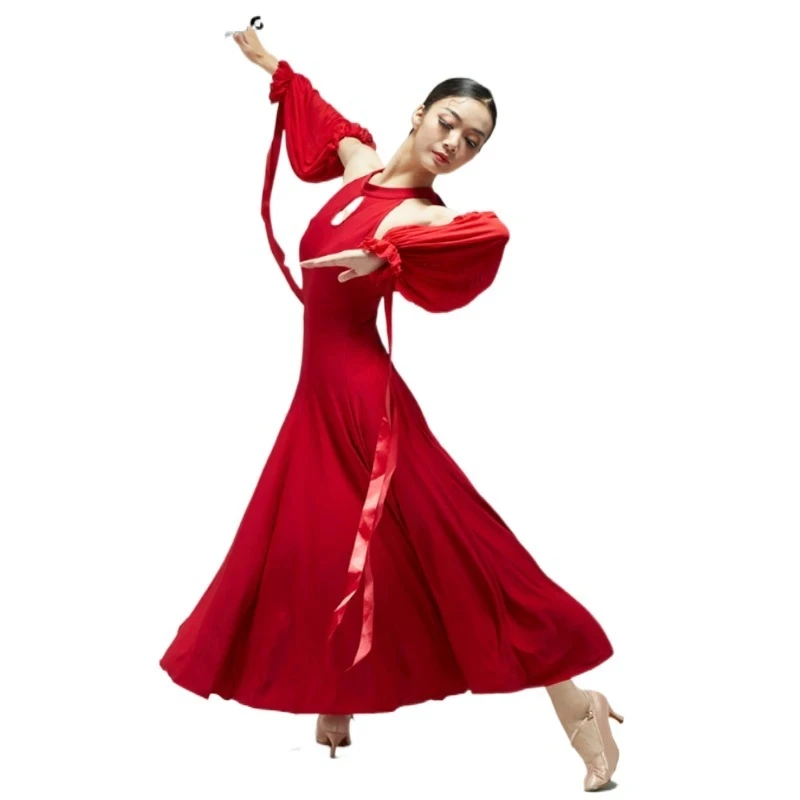 

New Female Ballroom Dance Dress Big Expansion Waltz Tango Professional Competition Dancewear Sleeveless Stage Wear