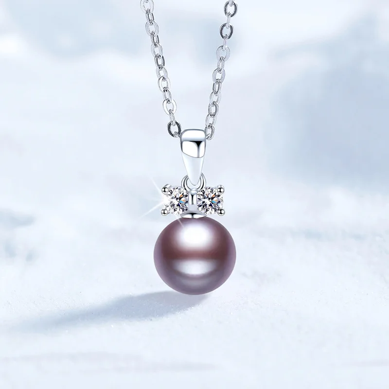 

Mozambique Stone Necklace, Imperial Purple, Natural Freshwater Pearl Pendant, Platinum PT95018k, Light Luxury Gold Necklace