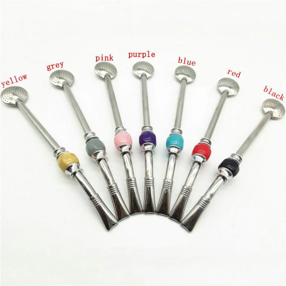 

Stainless Steel Yerba Mate Bombilla Straw With Filter Cleaning Brush For Loose Leaf Tea Ground Coffee Fruit Juices Colorful Bead