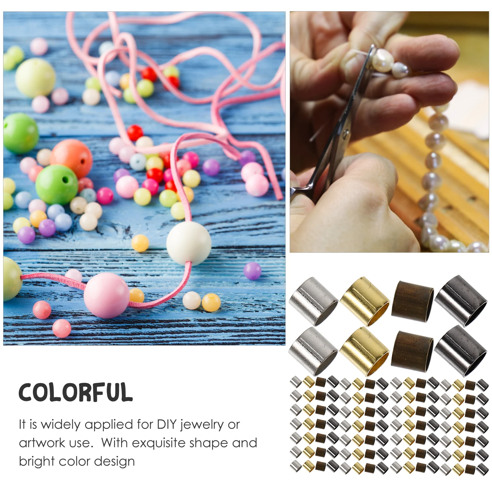 

3000Pcs Copper Crimp Tube Beads Jewelry Making DIY Spacer Beads for Bracelet Necklace Earrings Keychain Supplies