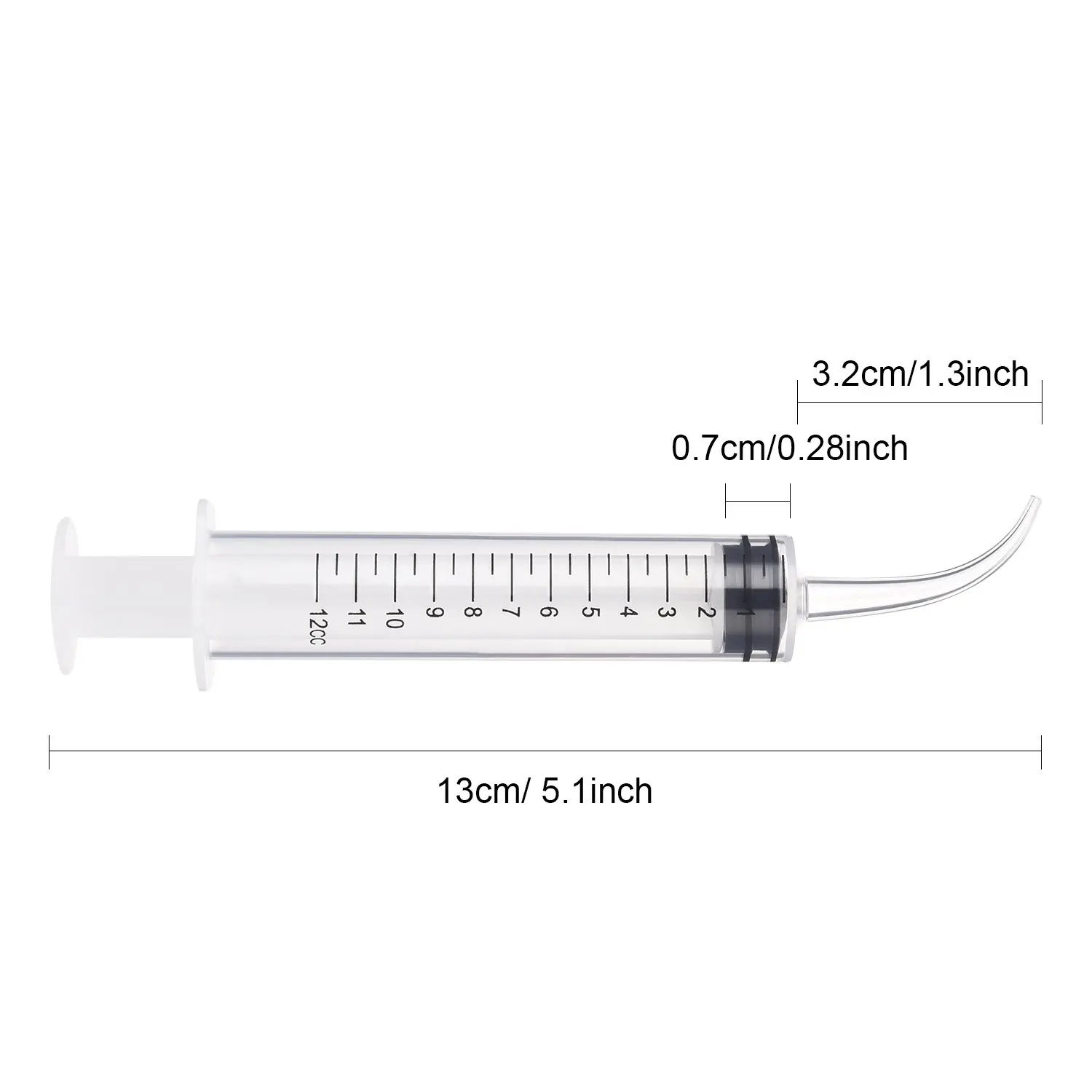 Disposable 12cc Dental Syringe Dental Irrigation Syringe with Curved Tip, Tonsil Stone Squirt Mouthwash Cleaner with Measurement