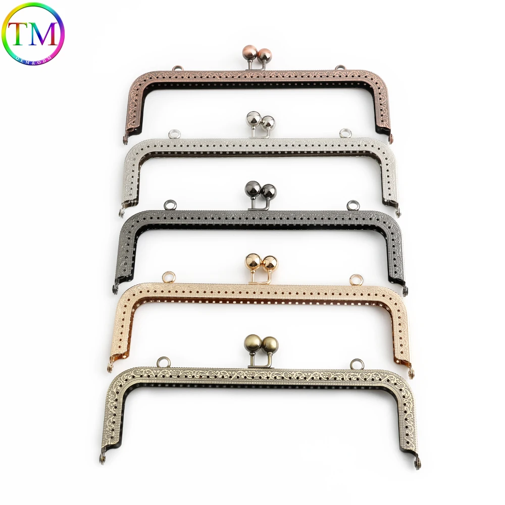 10-15PCS 20.5x6.5cm Square Embossing Metal Purse Frame Kiss Clasp Bead Head For Handbags Clutch Bags Replacement Accessories