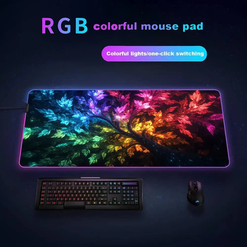 

Неоновый коврик для мыши «Древо жизни» XL RGB, игровой коврик для стола, HD-аксессуары для геймеров, большой светодиодный коврик для мыши с подсветкой, коврик для ПК/компьютера с подсветкой