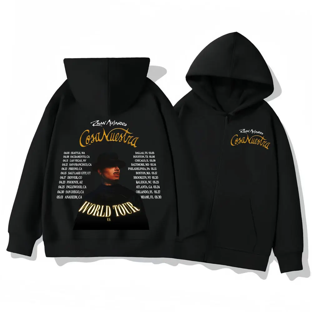 

Rauw Alejandro Cosa Nuestra Tour 2025 Zipper Hoodies Men Women Hip Hop Vintage Zip Up Sweatshirts Fashion Casual Loose Pullovers