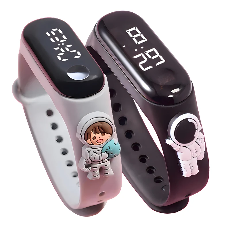 Cartoon Astronaut Children LED Smart Watch Toys Waterproof Outdoor Sports Clock Kids Electronic Watches Baby Learn Time Bracelet