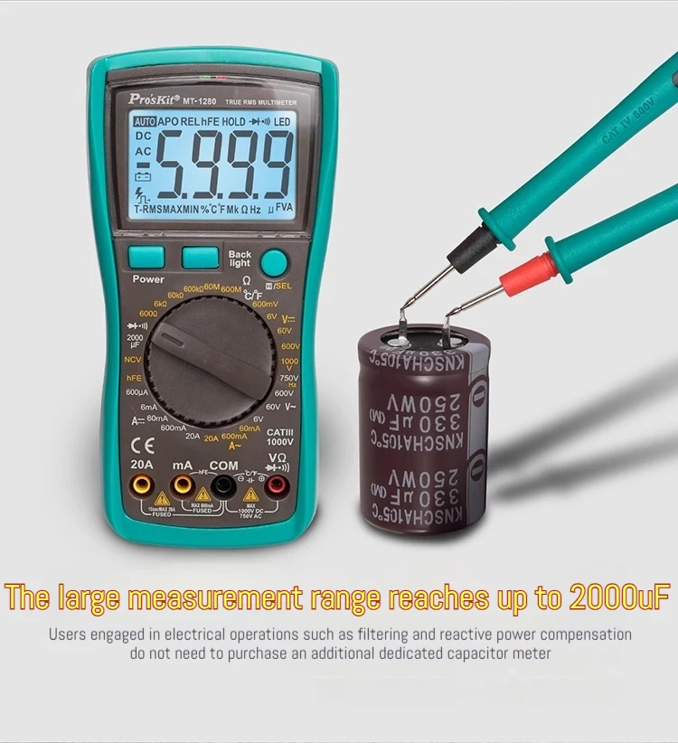 MT-1280 High Precision LED Digital Display Automatic Range Multimeter Multi-Function Tester Meter Voltmeter Ammeter Tools