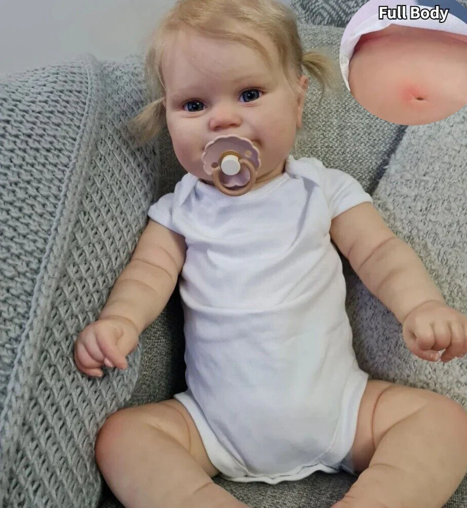 

20 inches/51 cm lifelike reborn doll full body silicone vinyl girl body blue eyes art Bebe doll birthday gift/Christmas gift