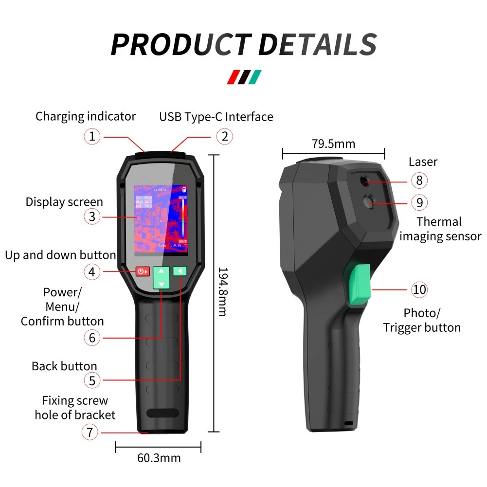 

FY10/FY12 Инфракрасный тепловизор Тепловизор высокой четкости 240x240 Высокое разрешение для домашнего осмотра Промышленный