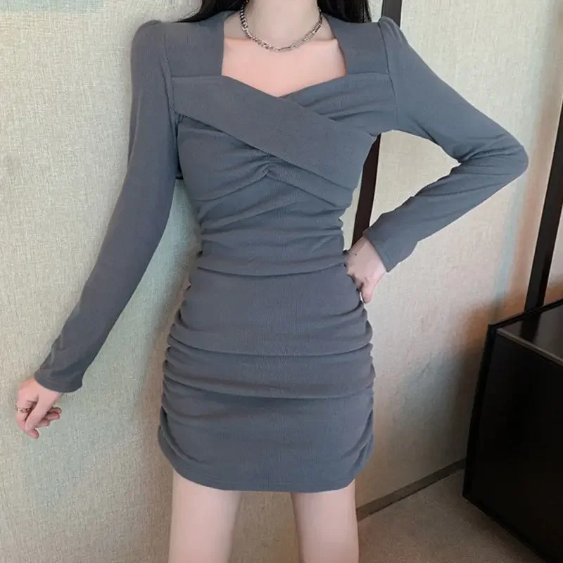 Sexy Curvy Spicy Sister Dress Autumn/Winter Women's Elegant Slimming Long Sleeve Bodycon Skirt Loose Fitting Casual Dress