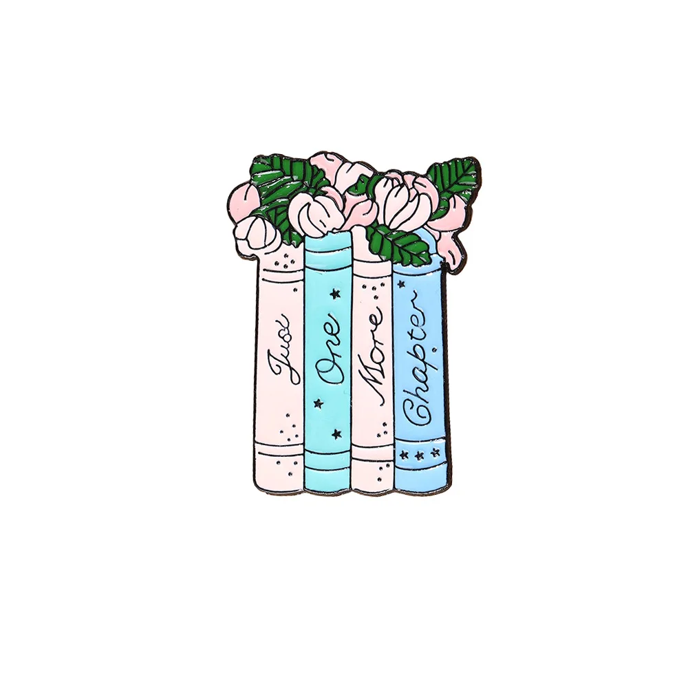 Book Flower Brooch - Cartoon Book & Floral Metal Pin, Cute Student Backpack Accessory for Girls Literary Jewelry Gift​​
