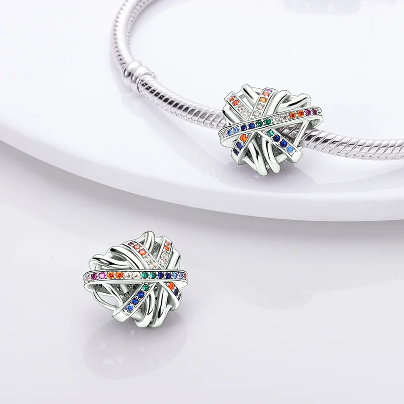 Fit Pandora 925 oryginalne bransoletki Heart Star & Moon kolorowa cyrkonia srebrne wisiorki koraliki dla majsterkowiczów świąteczna biżuteria