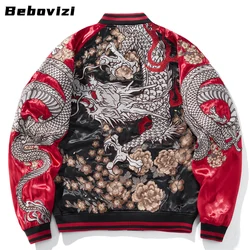 Cool Chinese Dragon Embroidered Coat Baseball Jacket Men Motorcycle Jacket Hip Hop Streetwear Harajuku Clothing Autumn