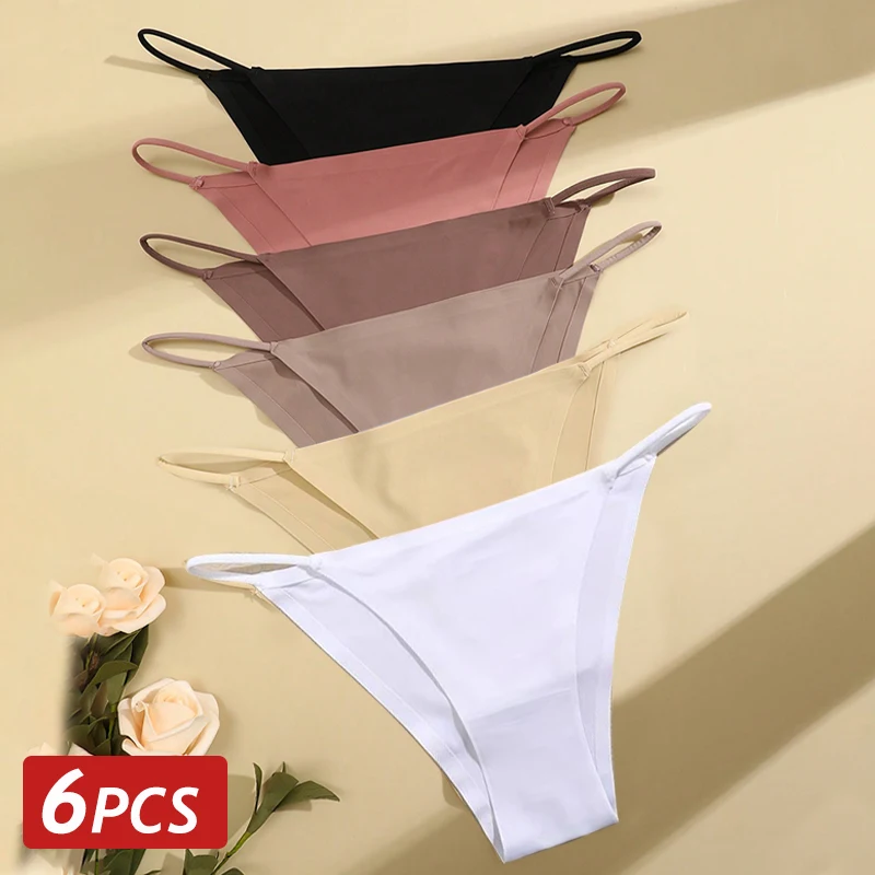 6 Teile/satz Frauen Eis Seide Nahtlose Höschen Sexy Low Rise Briefs Ultra Dünne Atmungsaktive Unterwäsche Weibliche Bequeme Weiche Dessous