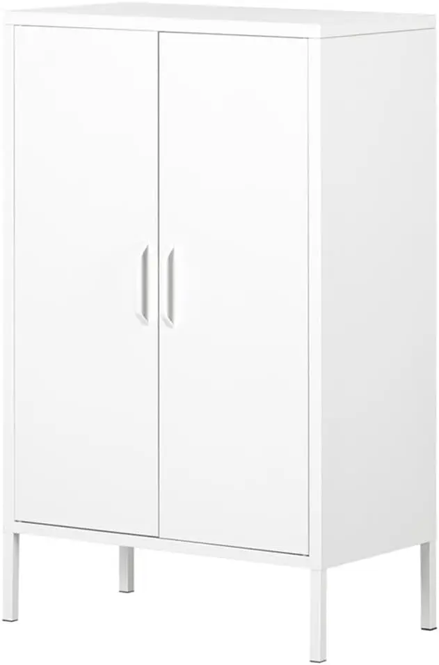 Shore Crea Metal 2-Door Accent Cabinet Pure White, Contemporary