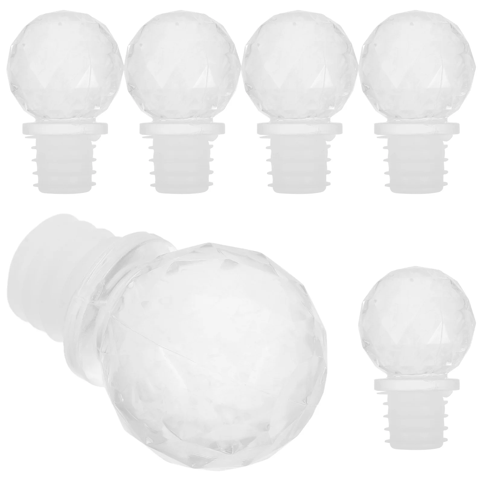

6Pcs Wine Bottle Stoppers Clear Durable Airtight Seal Decorative Bottle Plug Wine Accessories Holiday Party Festival