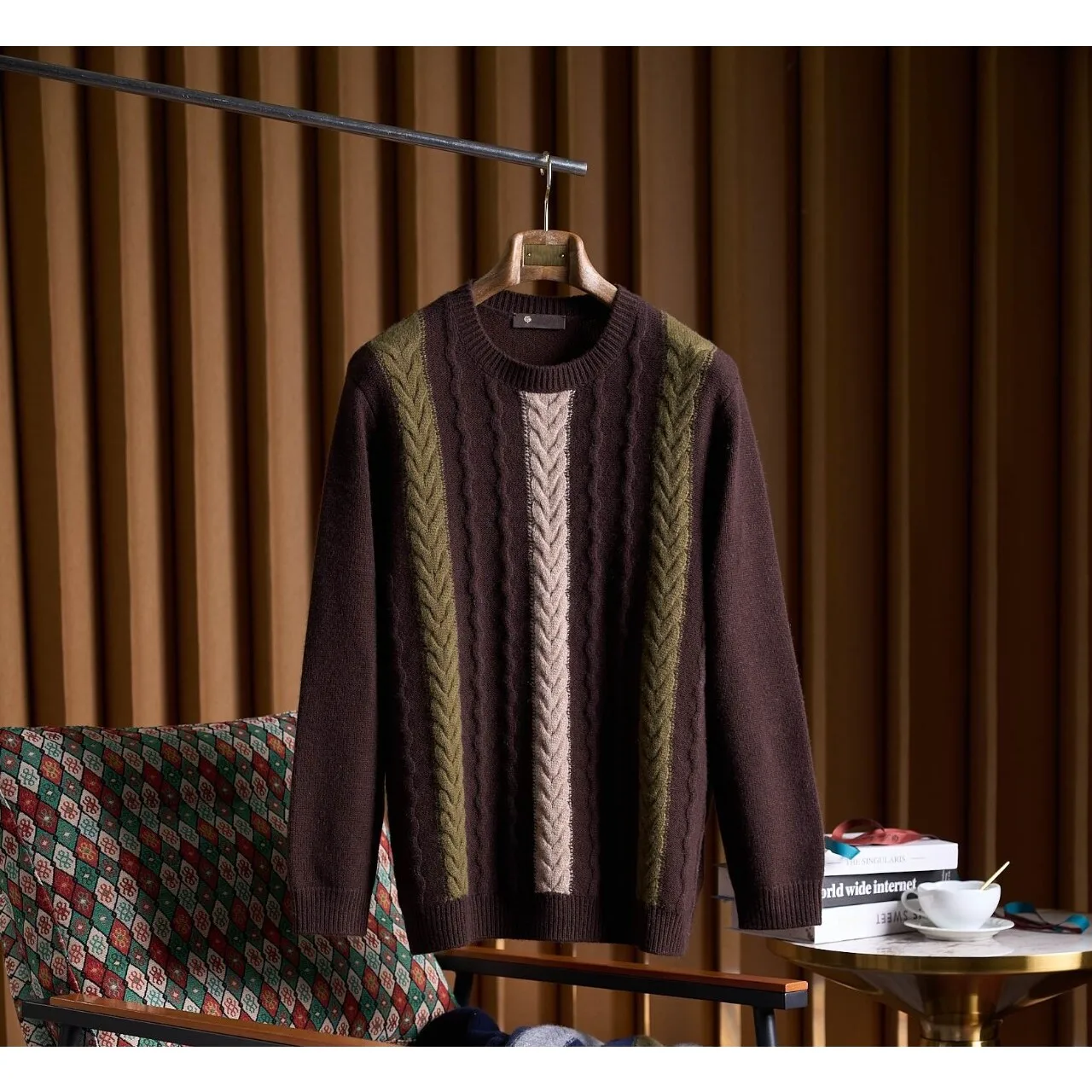 

Мужской высококачественный вязаный свитер Camere из смесовой шерсти Loro, мягкий на ощупь, приятный для кожи цветной вязаный зимний пуловер