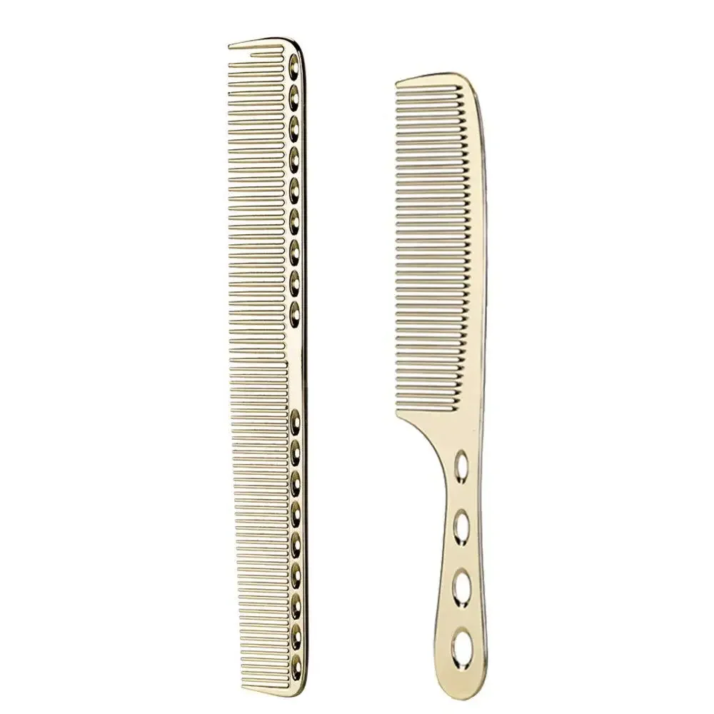 

2PCS Aluminum Comb Set Barber Metal Hair Dressing Combs Multi-purpose Hairdresser Cutting Hairbrush Salon Beauty Tools