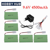 9.6v 4500mah Rechargeable Battery + 9.6v Charger For Rc toys Car Tank Robots Gun RC Boat AA Ni-MH 9.6v 2400mah NiMH Battery Pack