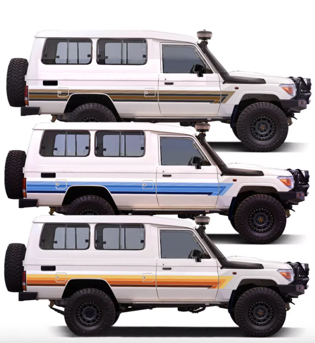 Modified Pair Adhesive Car Stickers Waist Line Precut Stripes Sunset Decal Vinyl Graphics Accessories for Land Cruiser 78 LC78