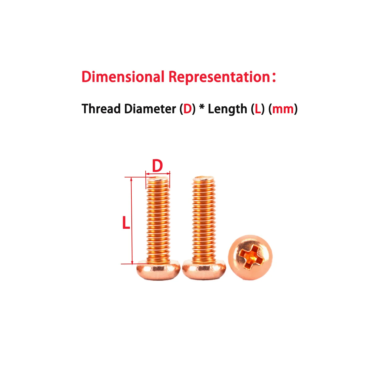 

Red Copper Half Round Head Cross Groove Bolt/Pan Head Bolt Machine Tooth Screw M3M4M5M6