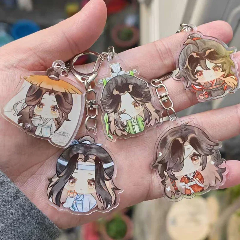 5Pcs/Pack Exquisite Heaven Official's Blessing Keychain Tian Guan Ci Fu Hua Cheng Xie Lian Key Chain Arcylic Pendant Keyring