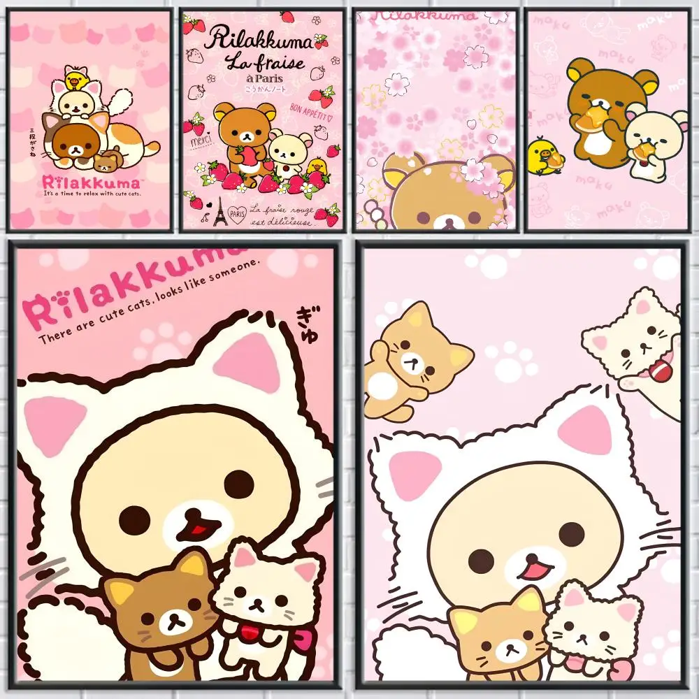 

Cartoon R_Rilakkuma_a Anime Poster Decorative Stickers Wall Art for Home Hallway Living Room Bedroom Decoration Gift Painting