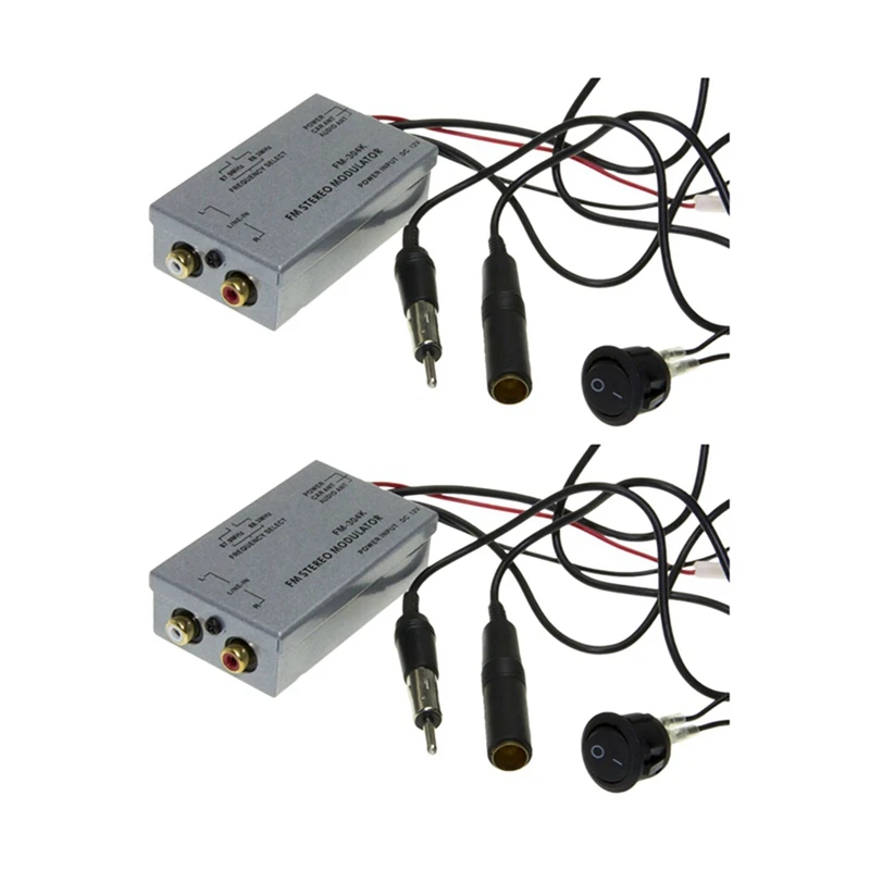 2X Universal Fm Modulator Stereo Mp3 Auto Antenne Kabel Car Radio Cinch Aux Adapter