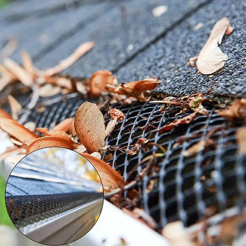Plastic Gutter Guard Mesh Drain Pipe Protector Heat Resistant Easy Install Garden Courtyard Anti Leaf Debris Net