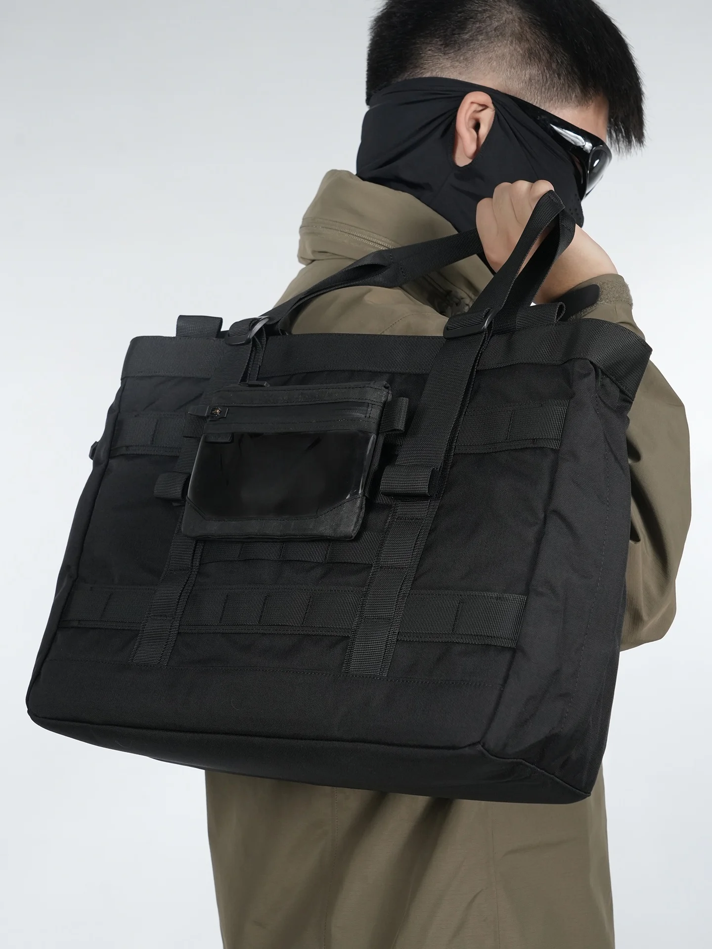 

Мужская большая наклонная сумка через плечо Capaci, горизонтальная сумка-тоут, уличная трендовая сумка из нейлонового материала, повседневная сумка