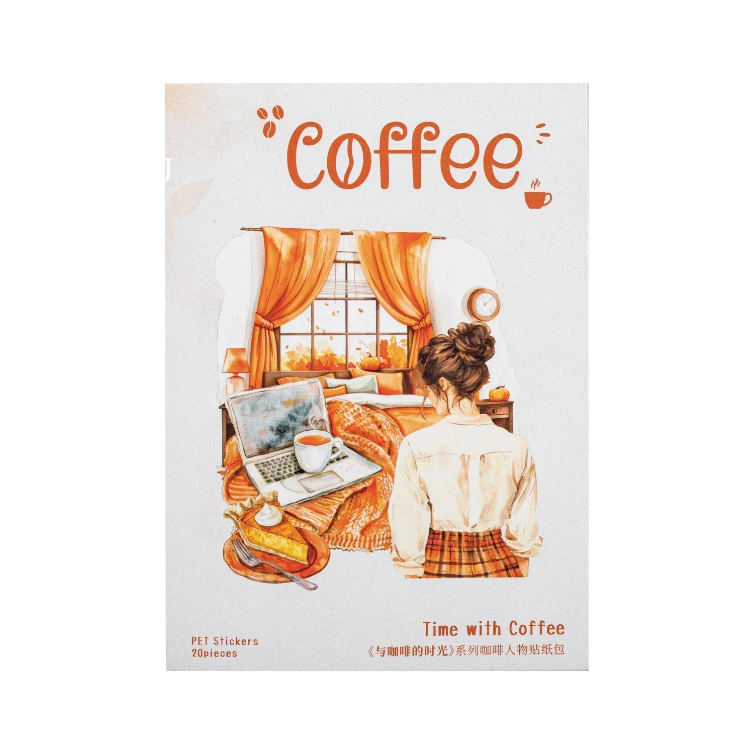 JIANWU Time with Coffee Series Vintage Character Landscaping Material Collage PET Sticker Creative DIY Journal Stationery