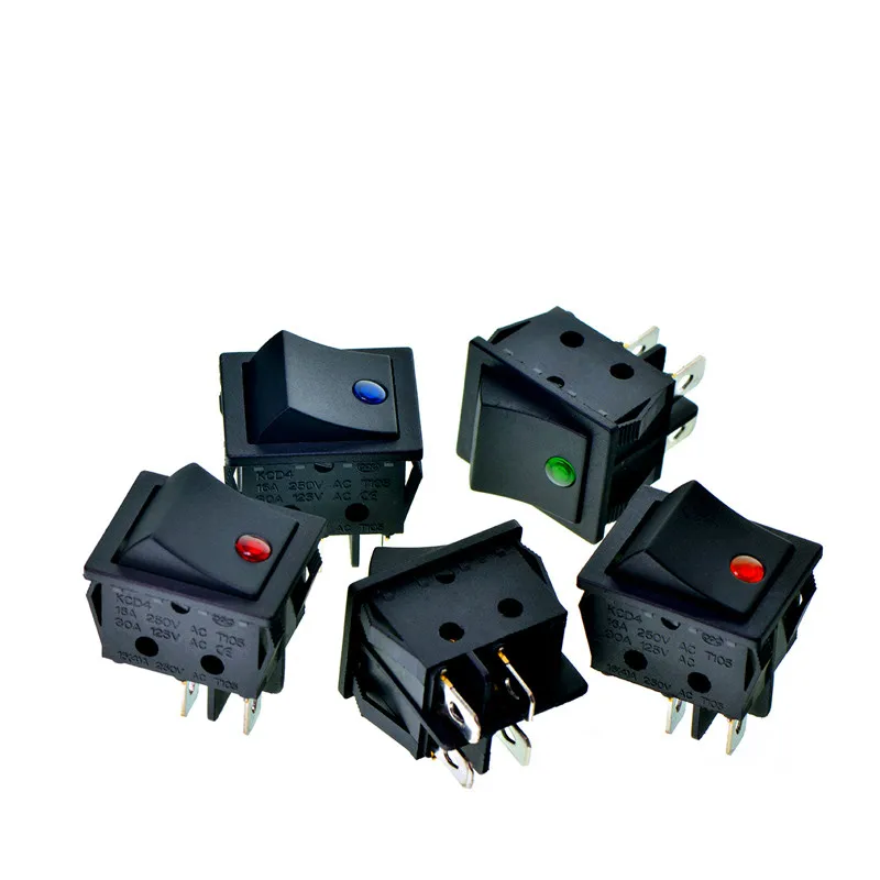 KCD4 Rocker Switch  Button ON-OFF 2 Position 4 Pins  Electrical Equipment W/  Cat's eye Light Power Switch 16A 250VAC
