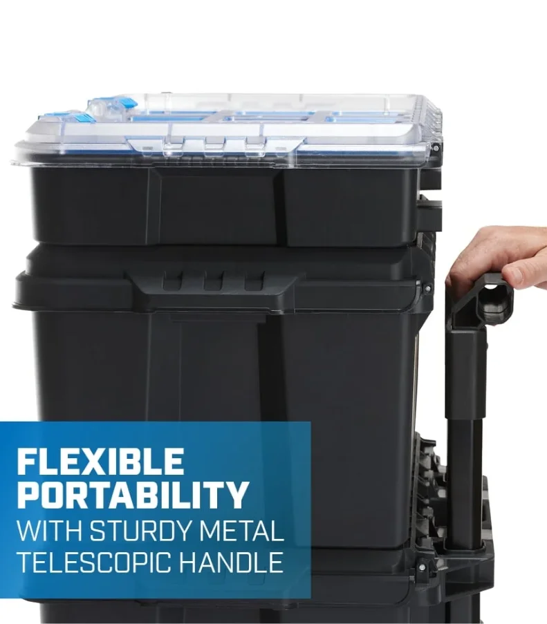 Hard Stack Cart Mobile Tool Box, Hardware Storage, Fits 7 Diferentes Componentes do Sistema de Armazenamento Modular e Ternos
