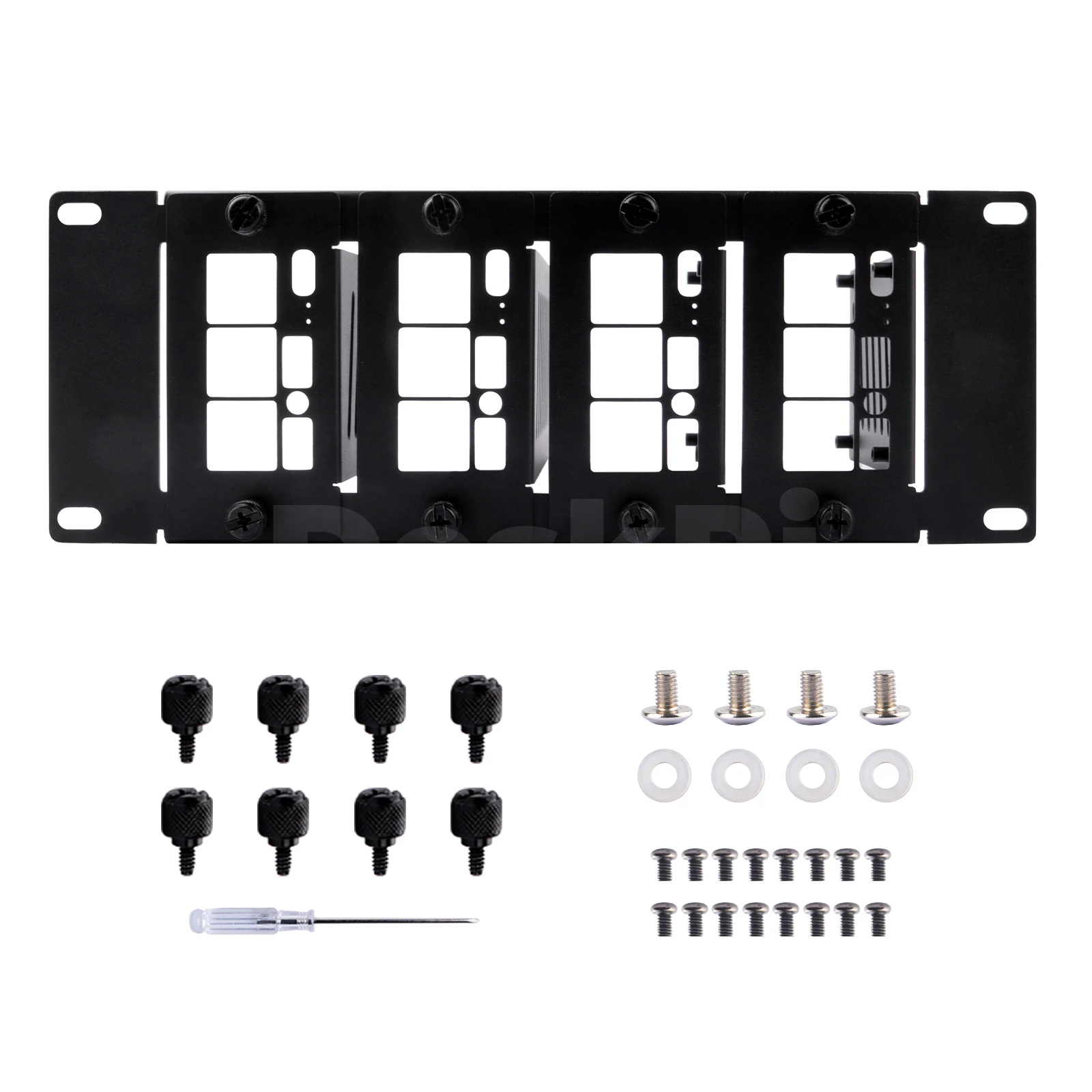 Aksesori DeskPi Rackmate 10 inci 2U Rackmount untuk Raspberry Pi5/4B, Mendukung Instalasi T0/T1/T2