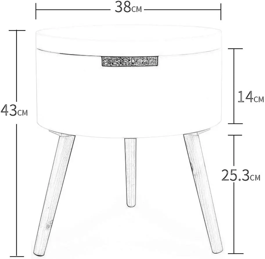 Formwell-Mesa de centro pequeña con barril de almacenamiento, patas de madera de pino, bandeja con borde circundante