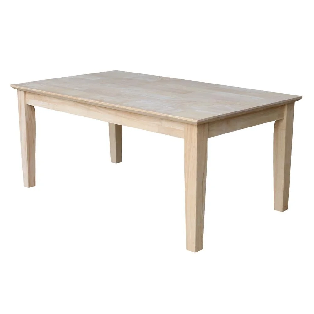 Unfinished Solid Hardwood Rectangular Coffee Table Indoor Natural Finish Durable Assembly Required Butcher Block Surface