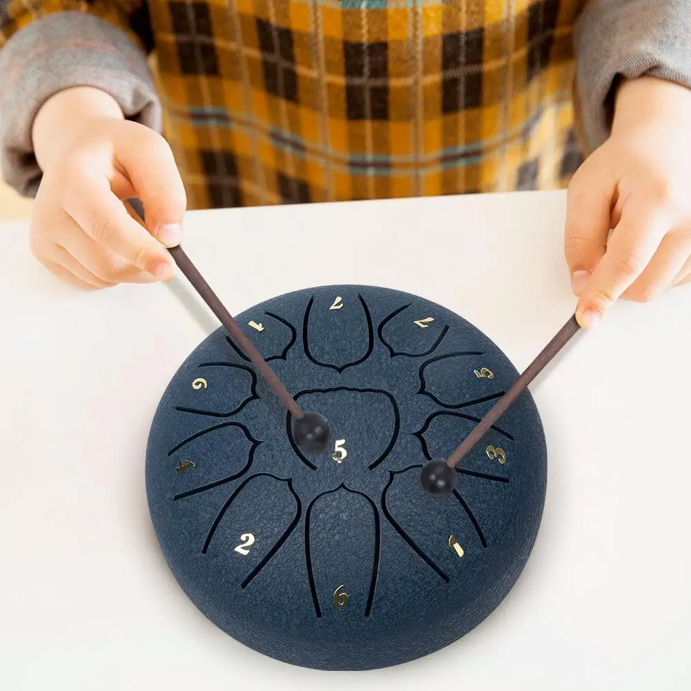 

Стальной барабан для языка для начинающих 6-дюймовый 11-тоновый барабан для языка с барабанной палочкой Профессиональный перкуссионный инструмент