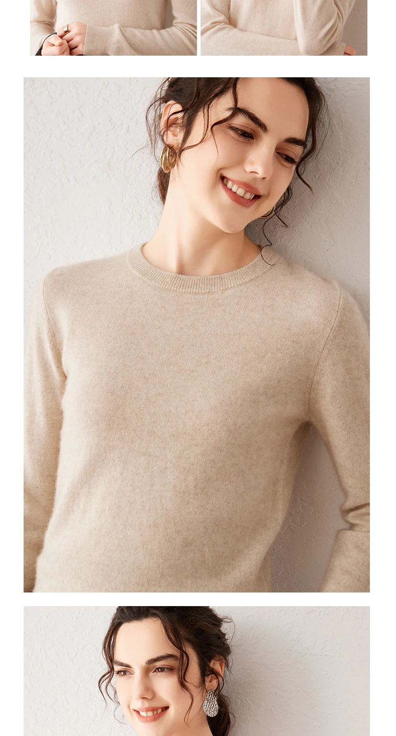 Damen 100% Reiner Kaschmir-Pullover 2026 Herbst Winter Rundhals Langarm Warm Weich Gestrickter Pullover Neue Strick-Oberteile Damenkleidung – Detail 20