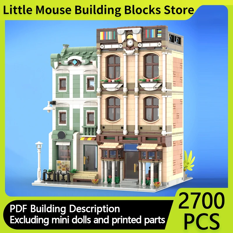 

City Street View Model MOC Building Bricks Work Studio And Pharmacy Modular Technology Gifts Holiday Assemble Children Toys Suit