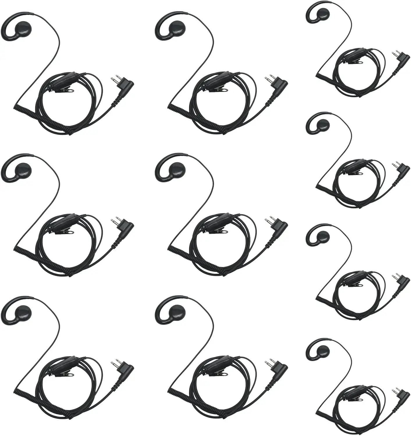 Rdm2070d Earpiece Walkie Talkie Headset with Mic Ptt Compatible with Motorola 2 Way Radio 2 Pin C Shape,10 Pack
