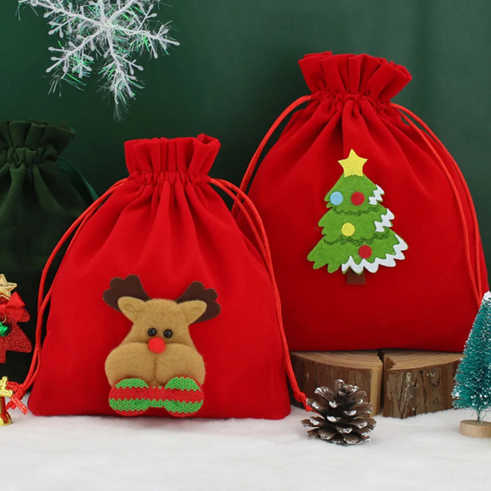 

3Pcs Drawstring Candy Bags Printed Gift Bags Heavy Duty Candy Gift Bag Christmas Party Packaging for Sweets Party Jewelry Bag