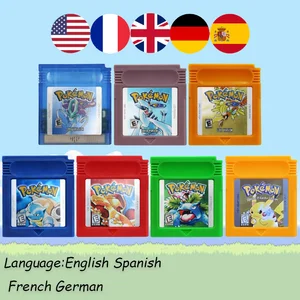 GBC Pokemon 카트리지 번들 레드/블루/크리스탈/금/은/노란색/녹색/다중 언어 10 최고의 판매 piratear nintendo 3ds -№6