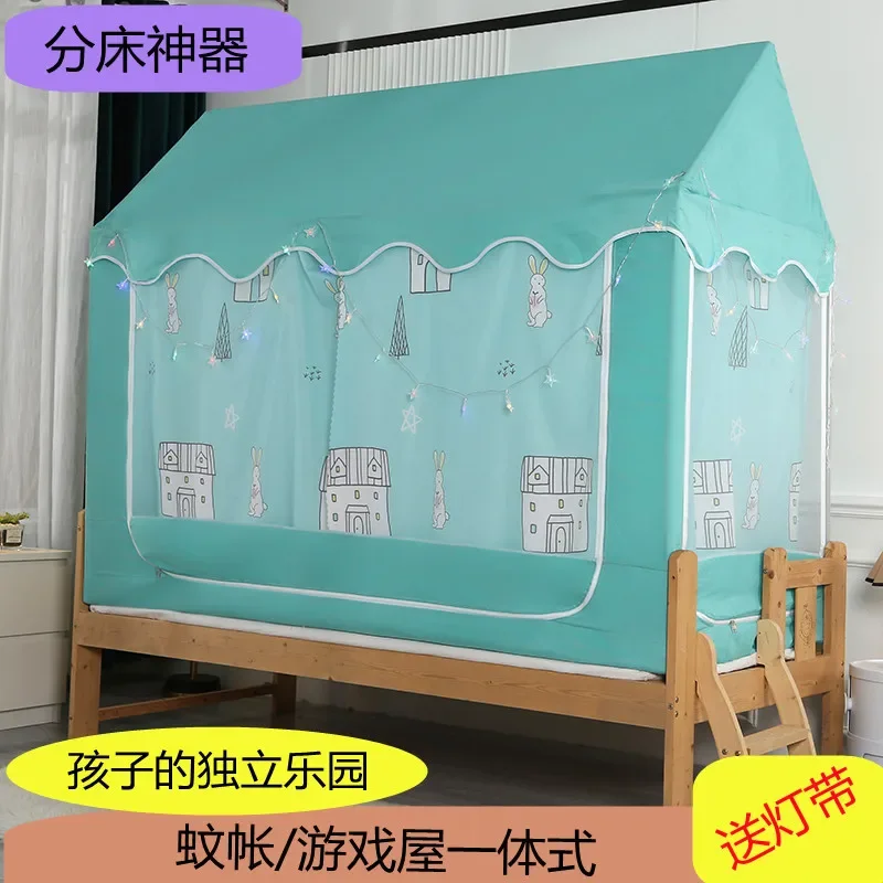 House Shape Installed Bed Mosquito Net Dust-proof Top Shading Curtain Doul-use Play House Bed Canopy Tents Children Kids Bedroom