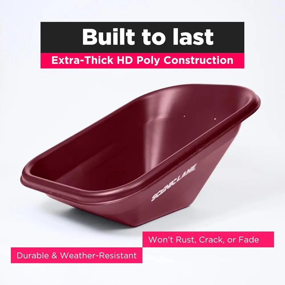 عربة يدوية شديدة التحمل بـ 8 أقدام مكعبة، سعة 800 رطل، 16 عجلة فولاذية للمنزل والحديقة والعناية بالعشب