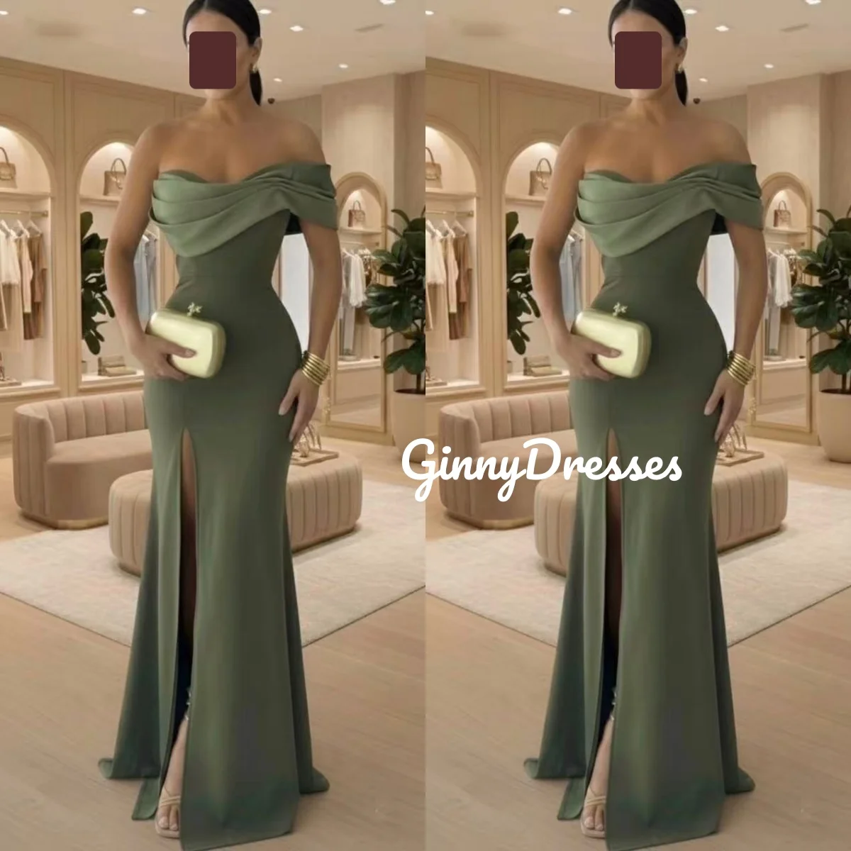 

Evening Dress Customize Off-The-Shoulder Floor-Length Zipper Up Ruffle Dresses For Special Events Mermaid Short Sleeves Vestido