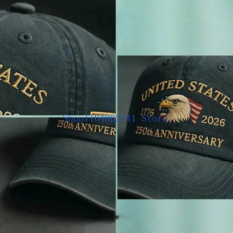 652F United States 250th Anniversary Hat, Adjustable Cotton Printed Patriotic Baseball Cap for Men Women Anniversary