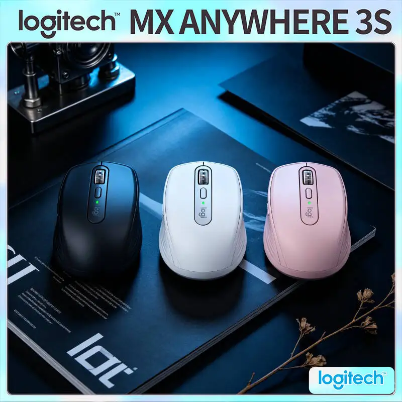 Ergonomic MX Anywhere 3S - 8K DPI, 3-Device Sync, Silent Click, Ideal for Snack Shop Office & Training Hall Work