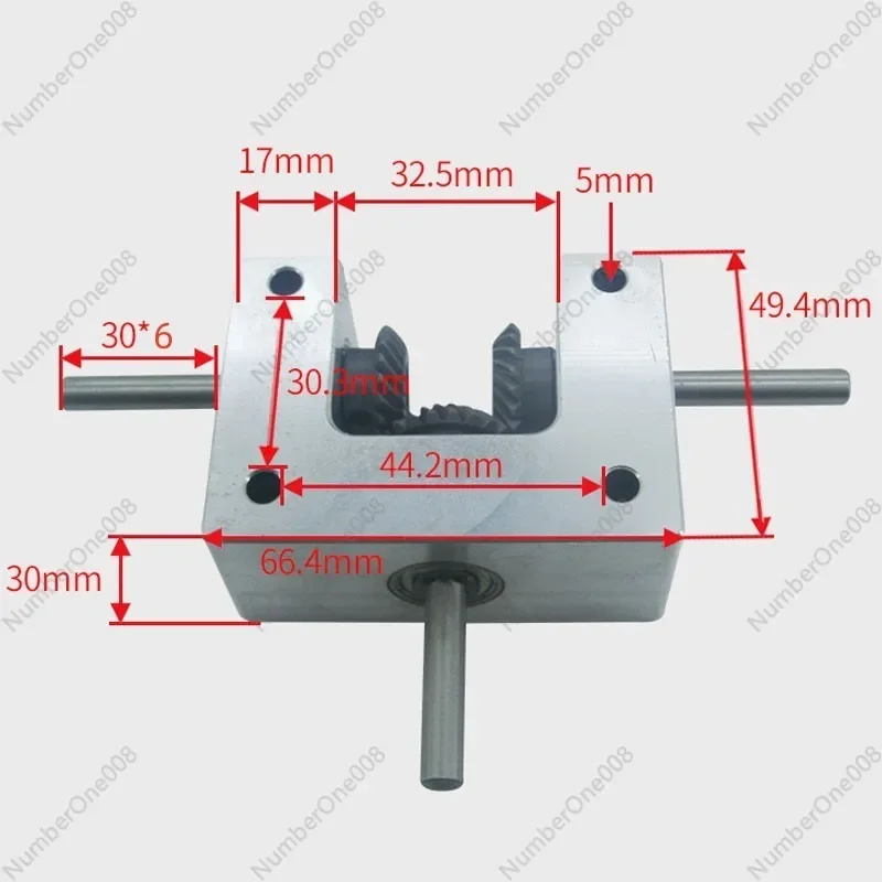 

Simple Gear Box Double Output Shaft 90 Degrees Angle Adjuster Shaft Diameter 6